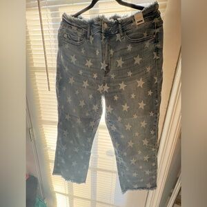 Judy Blue Star Patterned Cropped Jeans